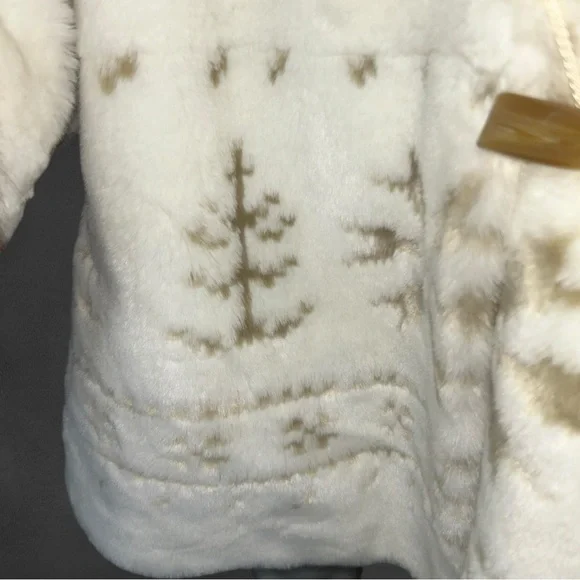 Coldwater CreekVintage-Style White Faux Fur Coat with Brown Accents Size XL - Picture 10 of 16